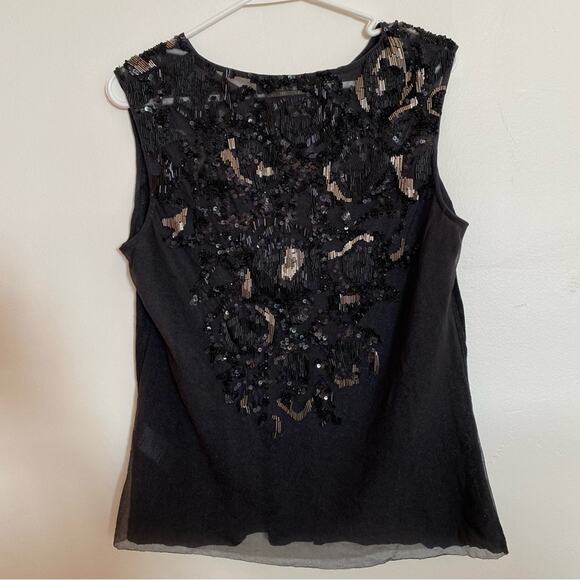 AllSaints x Revolve Beaded top Womens Size 6 Hand Embellished Sequin Sheer Sexy - Picture 3 of 8